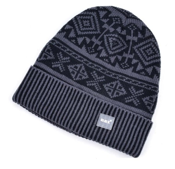 Bonnet d'hiver pour homme avec broderie de Noël J2633 gris foncé