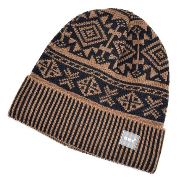 Bonnet d'hiver pour homme avec broderie de Noël J2633 marron