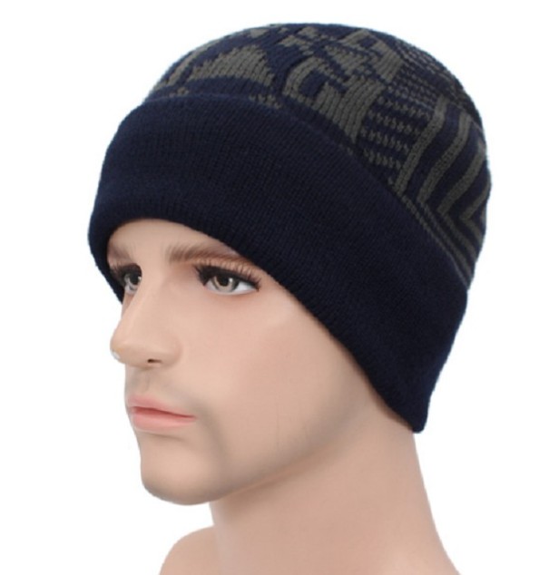 Bonnet d'hiver pour homme avec motif J2099 bleu foncé