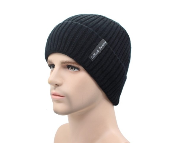 Bonnet d'hiver pour homme en tricot noir