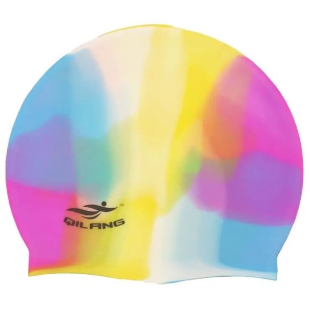 Bonnet de bain étanche et hautement élastique pour hommes et femmes Équipement de nage Bonnet en silicone pour piscine avec protection des oreilles Unisexe multicolore 2