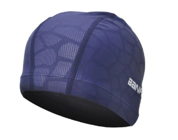 Bonnet de bain sportif en tissu imperméable Bonnet de natation élastique pour hommes et femmes Équipement pour nageurs et plongeurs Bonnet bleu foncé
