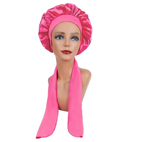 Bonnet de nuit en satin pour femmes avec bandeau rose