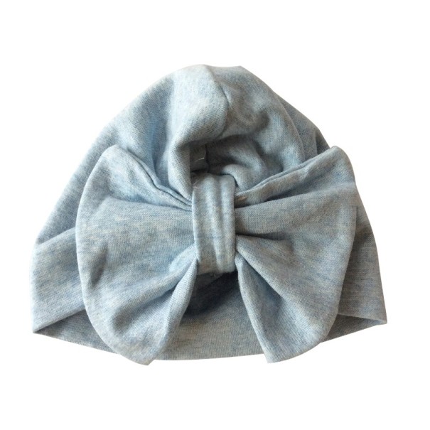 Bonnet en coton pour enfants avec nœud bleu clair 3-12 mois