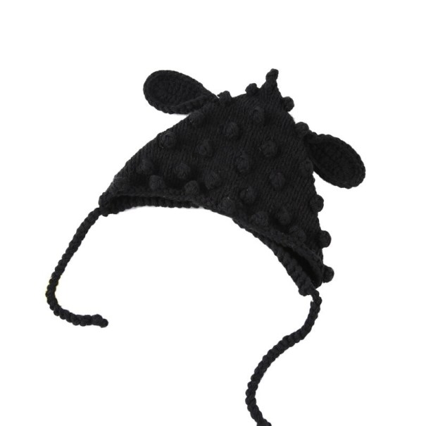 Bonnet en crochet pour enfants avec oreilles noir