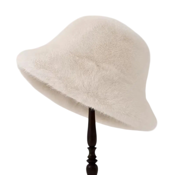 Bonnet en peluche chaud pour femmes 56–58 cm Bonnet d'hiver en polyester Couverture de tête douce et chaude pour l'automne et l'hiver beige