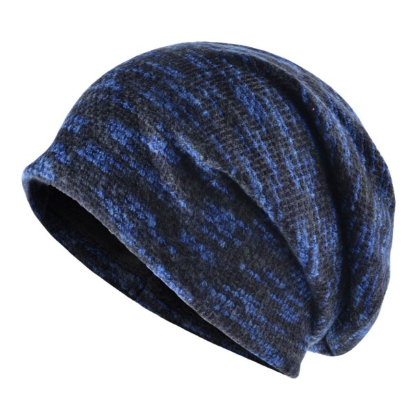 Bonnet en tricot pour homme avec fourrure J2081 bleu