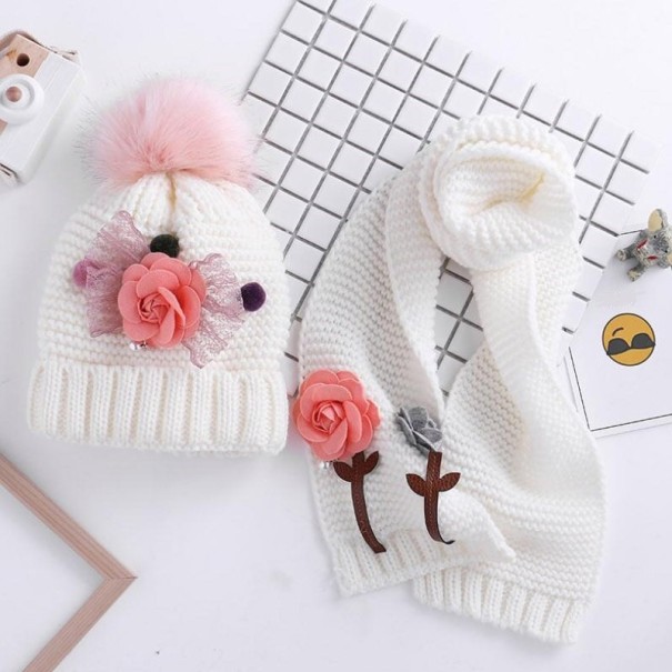 Bonnet et écharpe d'hiver pour enfants A205 blanc
