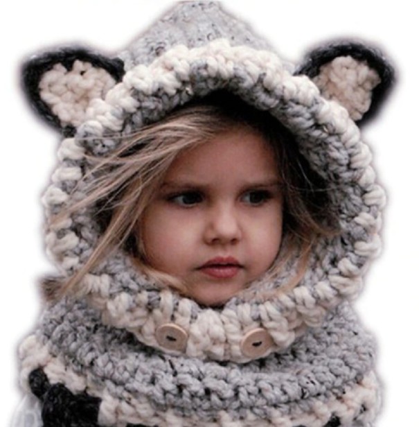 Bonnet et écharpe pour enfants J1851 gris