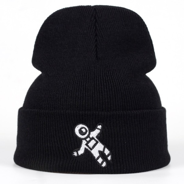 Bonnet noir d'hiver avec astronaute 1