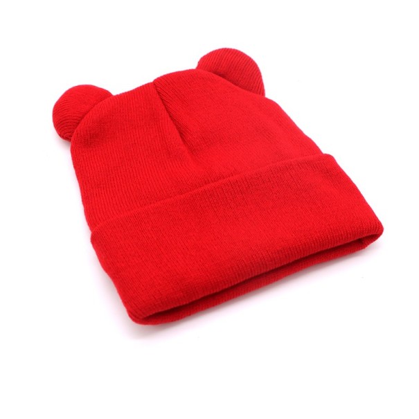 Bonnet pour femme avec oreilles rouge