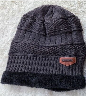 Bonnet réversible en tricot pour femmes J788 gris