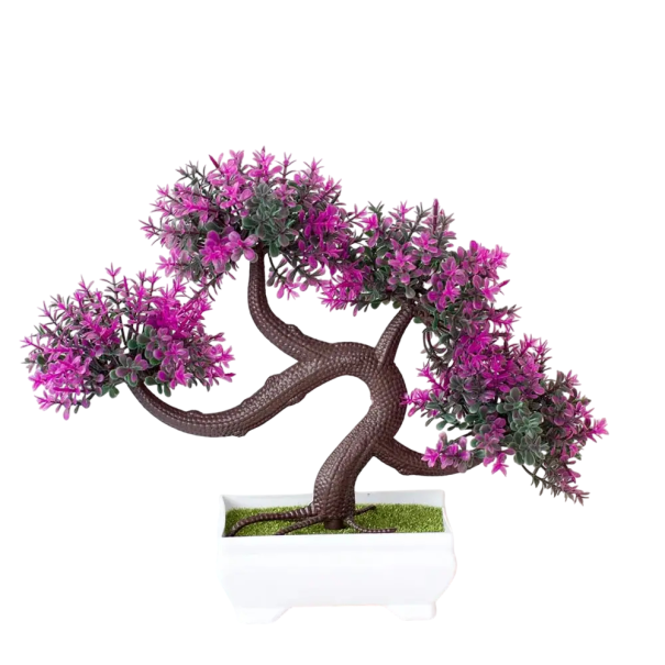 Bonsai artificial înălțime 21 cm Bonsai în ghiveci Copac artificial mic Floare falsă Decorare interioară Decor pentru apartament sau birou roz