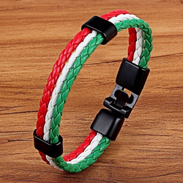 Bőr karkötő zászló színekkel 2