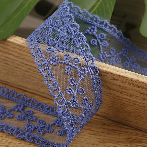 Borduurlint van kant 3,5 cm x 182 cm Decoratief kantlint Polyester borduurlint voor het naaien van trouwdecoraties, creatief werk en versiering donkerblauw