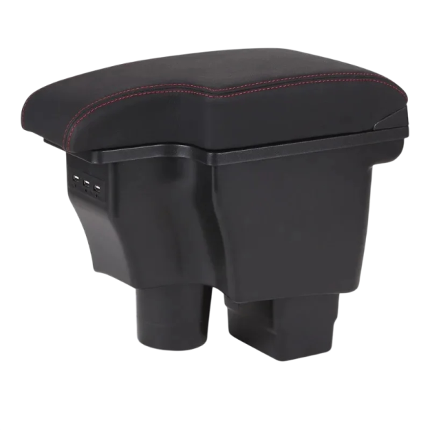 Bőrloket-támasz Mazda CX-3 és Mazda 2 Skyactiv modellekhez USB-vel, csúsztatható támasz tárolódobozzal, valódi bőr, egyszerű telepítés, autós kiegészítő piros