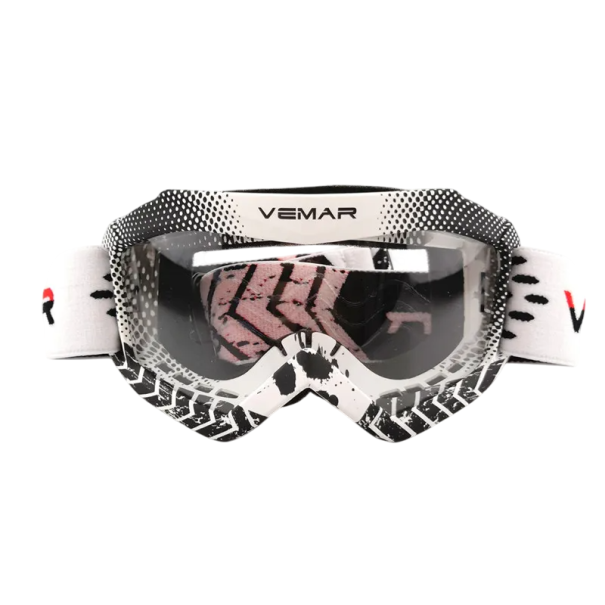 Børne motorcykelbriller 16 x 8,5 cm Klar PC-glas med UV-beskyttelse Fleksible motorcykelbriller til børn TPEE-materiale Sikker at have på hvid