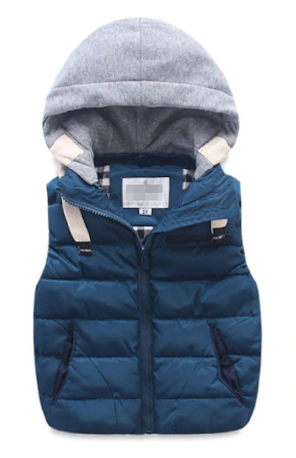 Børne quiltet vest J1239 blå 4