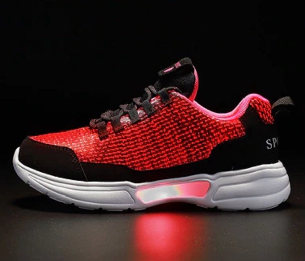 Børne selvlysende sneakers A353 rød 33,5