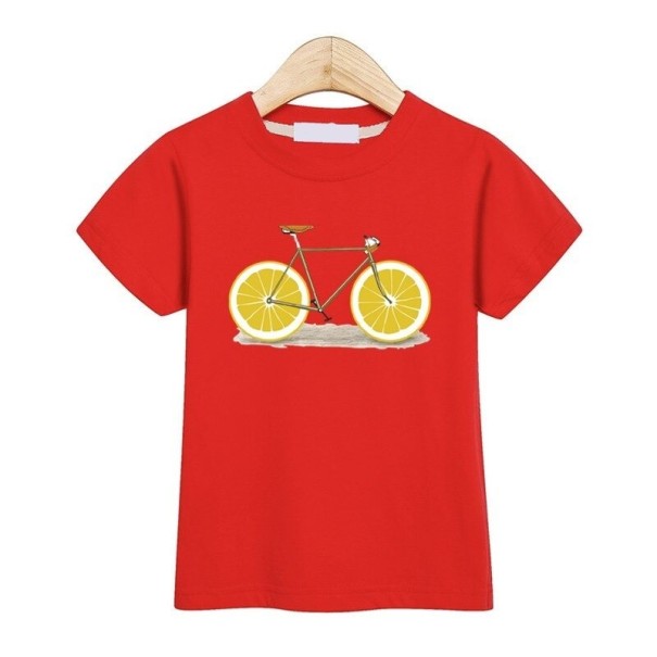 Børne-T-shirt med cykelmotiv rød 12