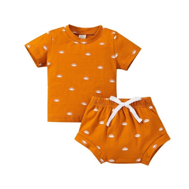 Børne-T-shirt og shorts L1121 lysebrun 12-18 måneder