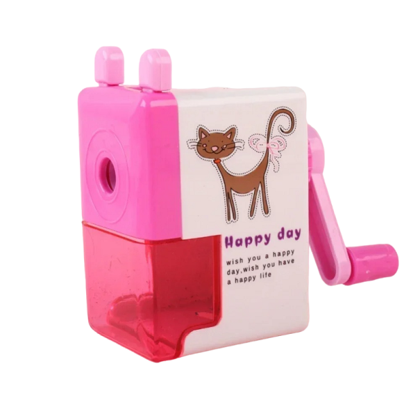 Børneblyantspidser Manuel blyantspidser til børn Mekanisk blyantspidser med dyr 8 x 5 x 4 cm rosa