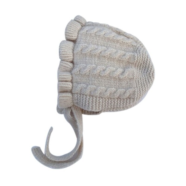 Børnehue med flæse beige
