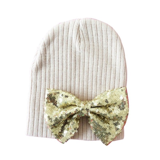 Børnehue med Molly-sløjfe beige
