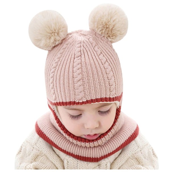 Børnehue med pomponer beige