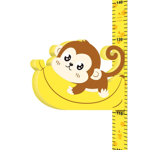 Børnemåler til væg 65 - 185 cm 3D magnetisk højdemåler med abe med banan sød dekoration til måling af børns vækst 1