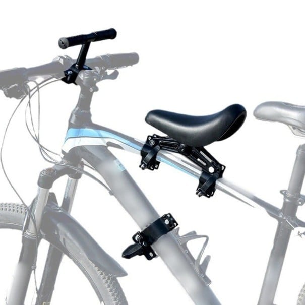 Børnesæde til cykel med styr og pedaler 23,5 × 10,5 cm dobbelt fastgørelse sammenklappelige fodstøtter sort til kørsel med barn 1