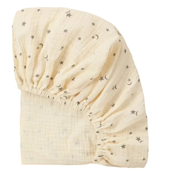 Børnesengetøj til vugge til baby Oval stræk sengetøj 84 x 43 cm Bomulds sengetøj med stjerner og halvmåner 1