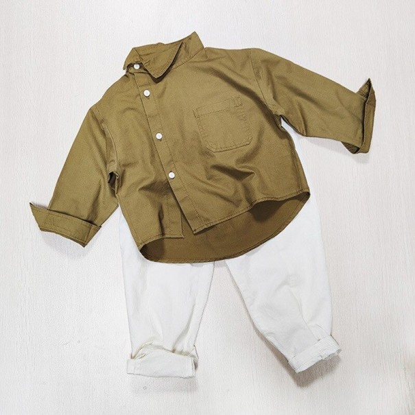 Børneskjorte L1789 khaki 12-24 måneder