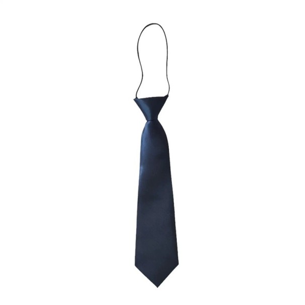 Børneslips med elastik rundt om halsen, 27 x 6,5 cm. Formelt, færdigbundet slips til børn. Elegant tilbehør til bryllupper, fester og skolearrangementer. blå
