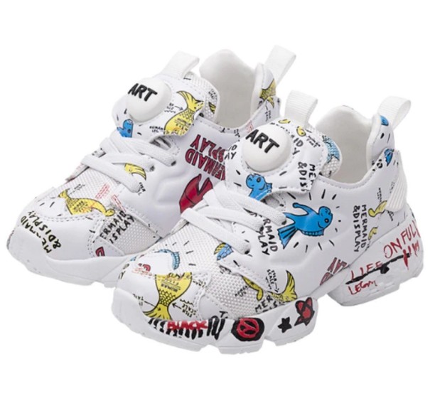 Børnesneakers med print hvid 27