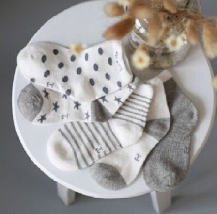 Børnesokker - 5 par A1494 grå 0-12 måneder