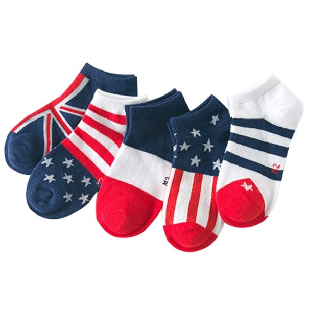Børnesokker med flagprint - 5 par 4-6 år