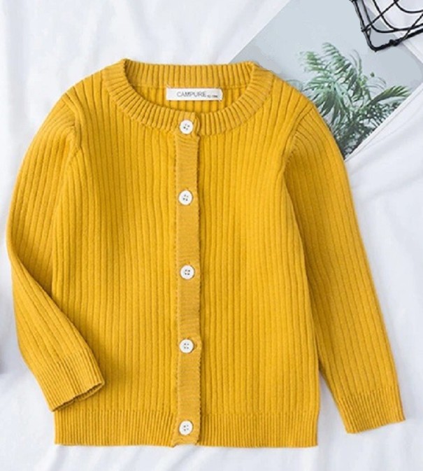 Børnesweater med knapper gul 7
