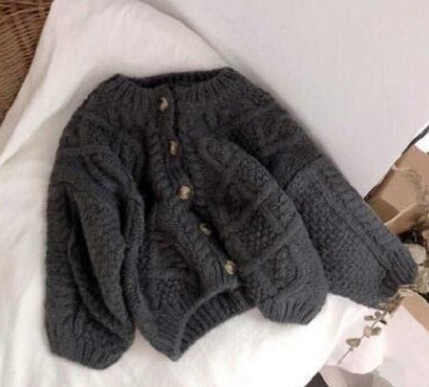 Børnesweater med knapper L609 mørkegrå 3
