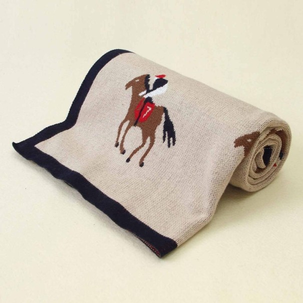 Børnetæppe med hest beige