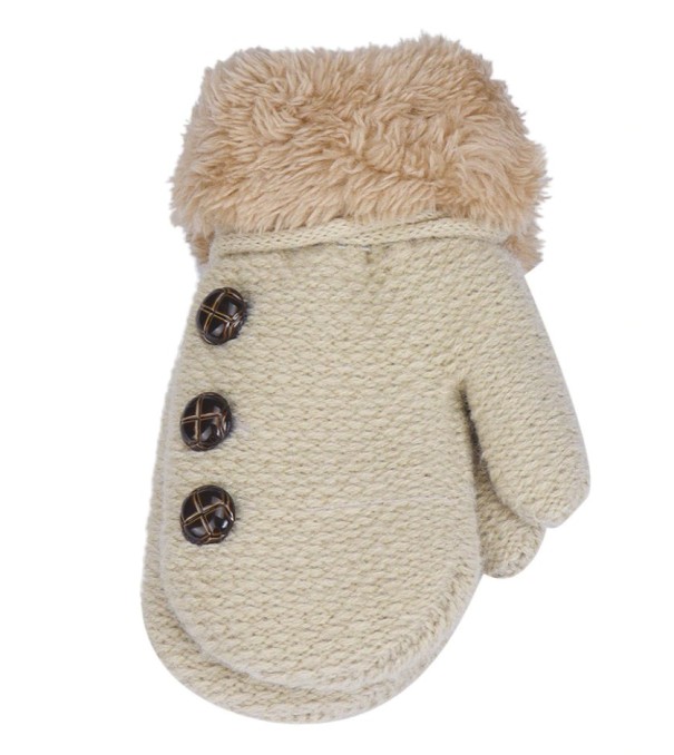 Børnevanter i bomuld med knapper J872 beige