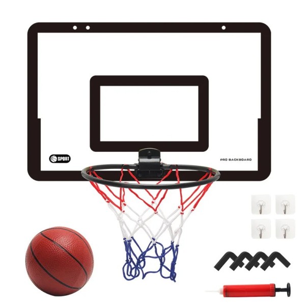 Børns sammenklappelige vægmonterede basketballkurv 40x26x24,5 cm Stille plastisk stativ til kurv til indendørs og udendørs aktiviteter sort
