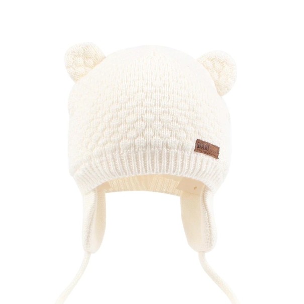 Børns vinterhue med øreklapper J2467 beige 0-6 måneder