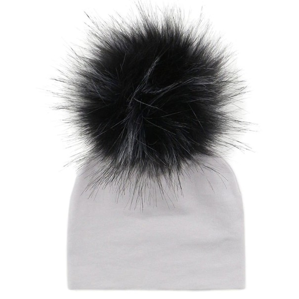 Børns vinterhue med pompon J3026 sort S