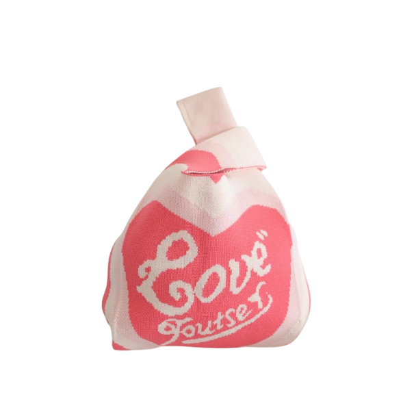 Borsa a maglia da donna con struttura in tessuto 20x35 cm in poliestere con fodera in cotone per uso quotidiano e tempo libero rosa