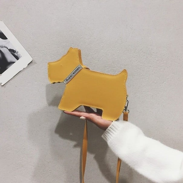 Borsa a tracolla da donna a forma di cane con collare Tracolla con moschettoni PU pelle e poliestere 26 x 19 x 6 cm Per la città giallo scuro