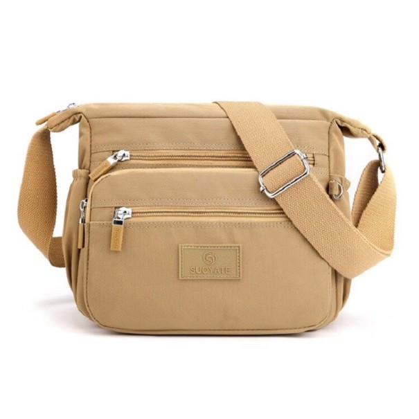 Borsa a tracolla da donna con tasche con zip Ampia tracolla regolabile Nylon e poliestere 24 x 20 x 14 cm Per ogni giorno kaki