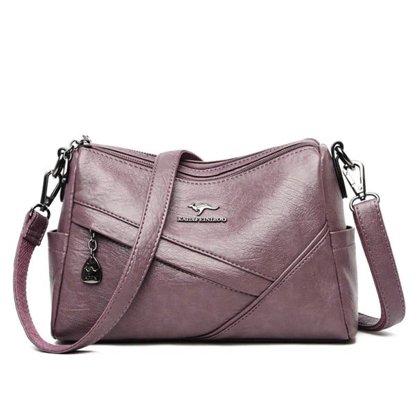 Borsa a tracolla da donna con zip e pannelli diagonali sulla parte anteriore Tracolla removibile a spalla o a tracolla 28 x 11 x 18 cm viola chiaro