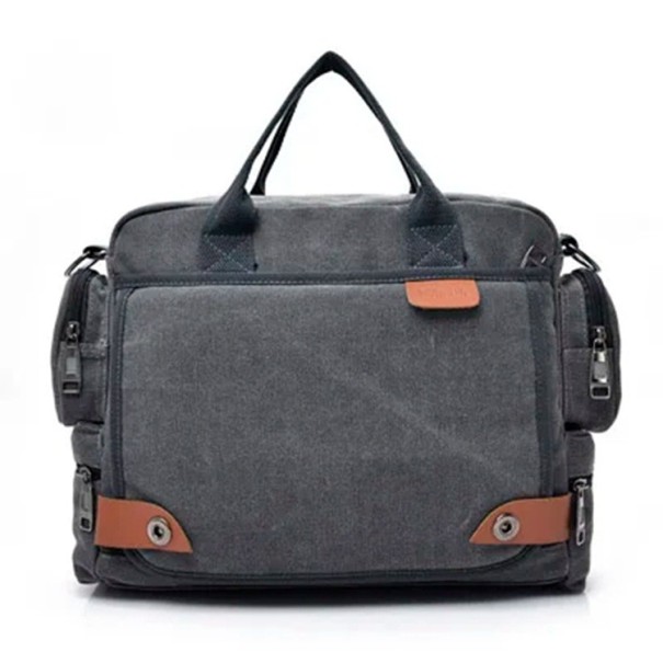 Borsa a tracolla da uomo 35×29×13 cm Borsa a spalla in tela Grande borsa da viaggio da uomo Borsa casual per uso quotidiano grigio