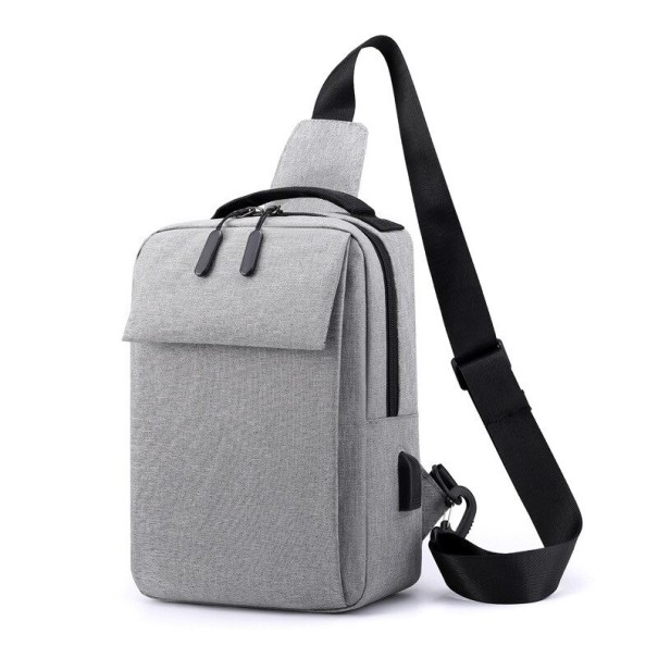 Borsa a tracolla da uomo con porta USB T409 grigio